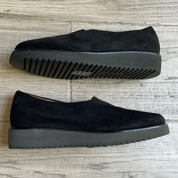 L'Amour des Pieds Women's Xenophon PlatformWedge Loafers Micro Suede Black SZ 6